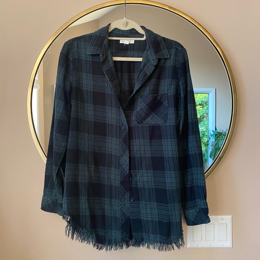 BeachLunchLounge Elyse Plaid Frayed Hem